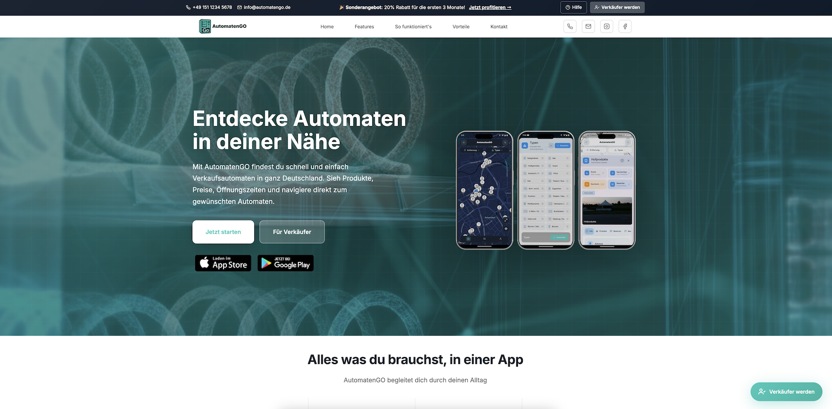 AutomatenFinder Website - App Landing Page